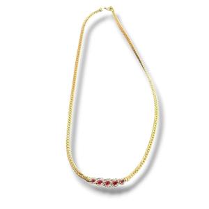 Collier or rubis et diamants