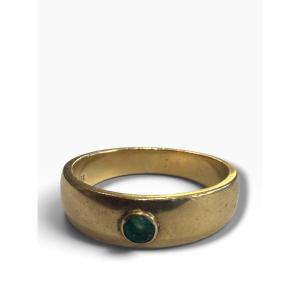 Bague solitaire or jaune emeraude