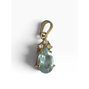 Pendentif or jaune aigue marine