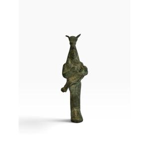 Bronze Amulet Depicting Isis Nursing Horus