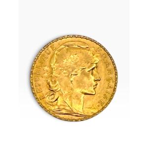 1912 20-franc Gold Coin Featuring The Rooster And Marianne