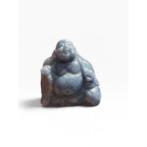 Budai Bouddha rieur en pierre bleue