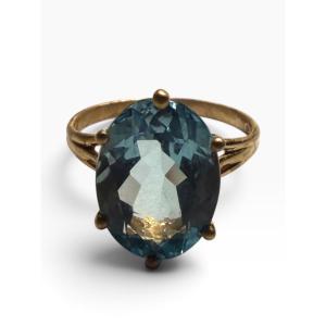 Bague or jaune topaze bleu