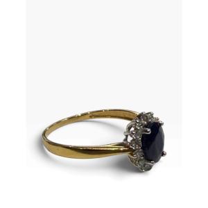 Bague marguerite or et saphir