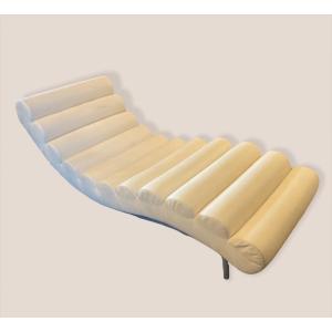 1980s Scandinavian Daybed With Metal Structure In White Faux Leather