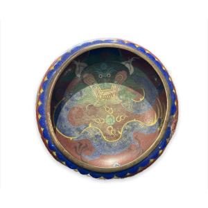Chinese Cup In Polychrome Cloisonne Enamels With Dragon Pattern Circa 1920