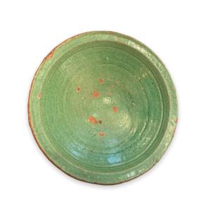 Large Regional Afghan Deep Dish Enamelled Green