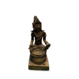 Asian Bronze, Figure Sitting On A Lotus Flower