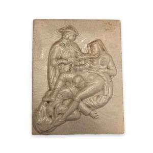 Erotica Glazed Earthenware Plate With Erotic Scene Decor