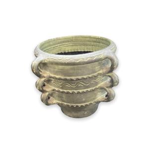 Grand Cache Pot En Terre Cuite Patine Bronze