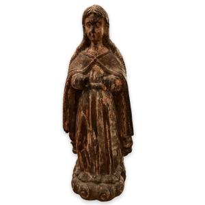 Vierge En Bois Polychrome XVIIIeme