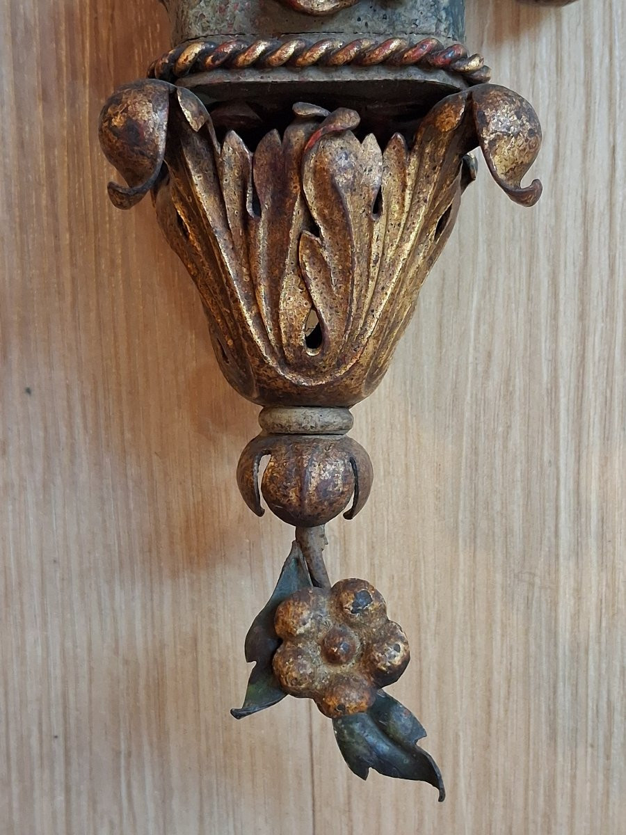 Pair Of Polychrome Sheet Metal Wall Lights-photo-6