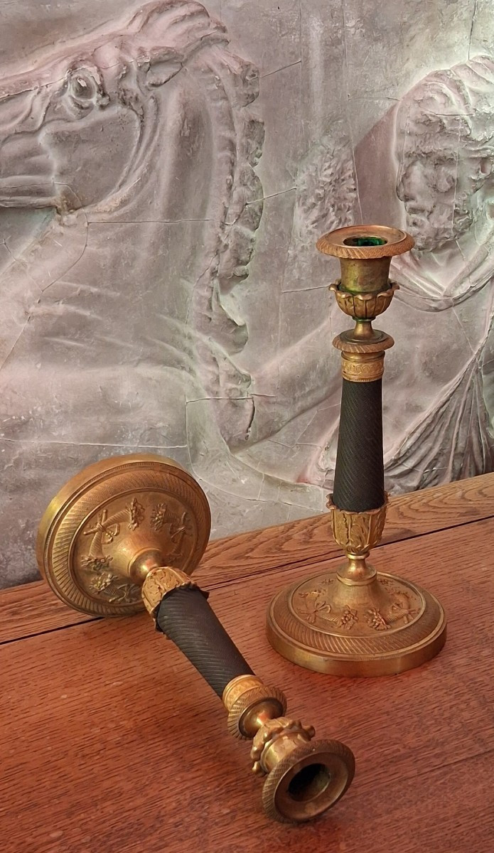 Paire de bougeoirs d'époque Restauration-Charles X-photo-2