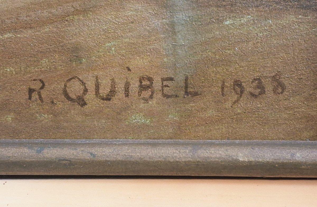 R. Quibel 1938, "Deux caravelles par vent portant" (187,5 x 129 cm), -photo-4