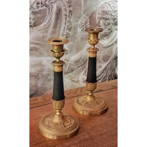 Pair Of Restauration-charles X Candlesticks