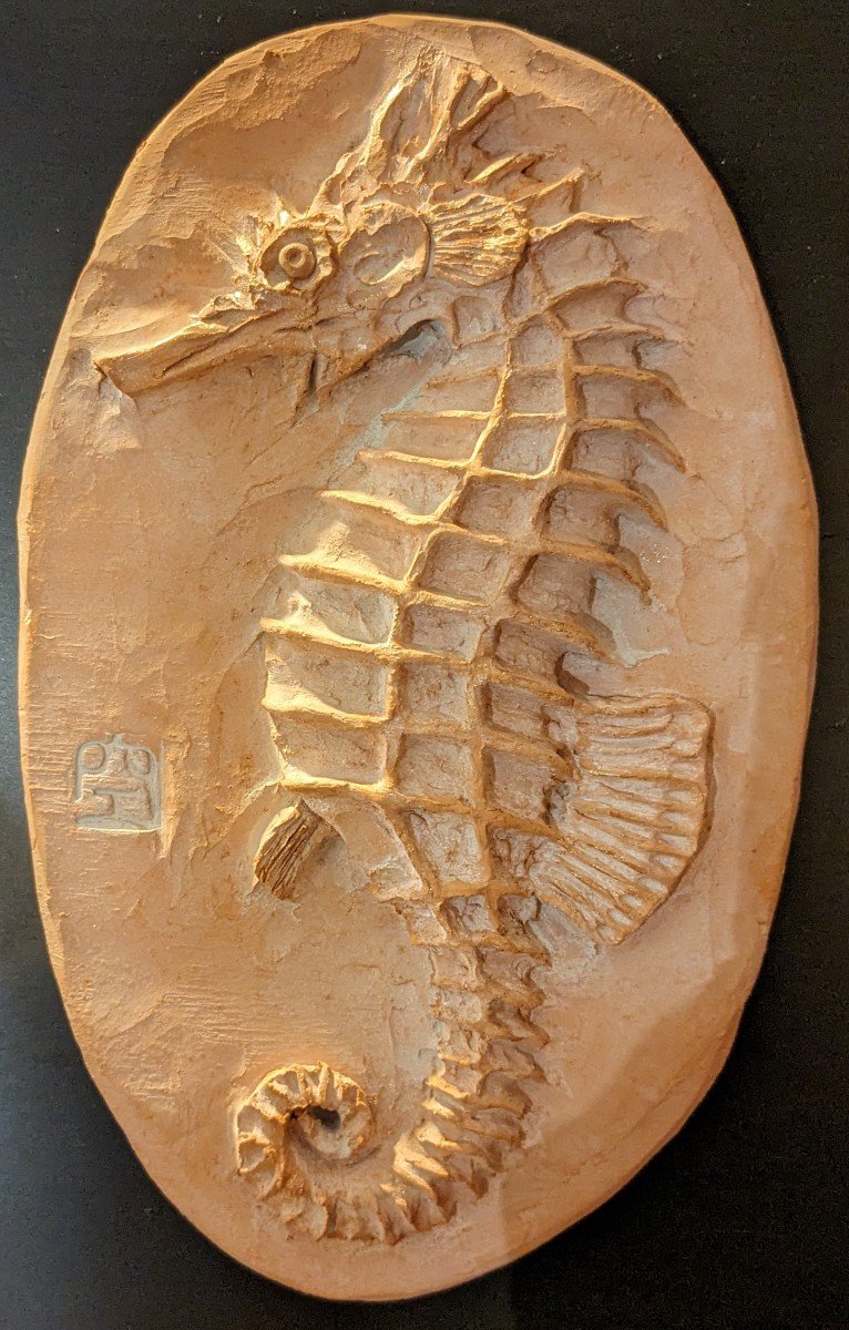 Seahorse - Original Terracotta Relief --photo-3