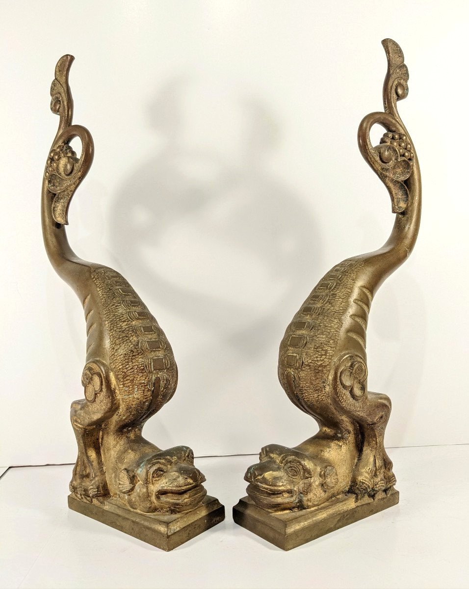  Paire dragons  circa 1850 - bronze-photo-2