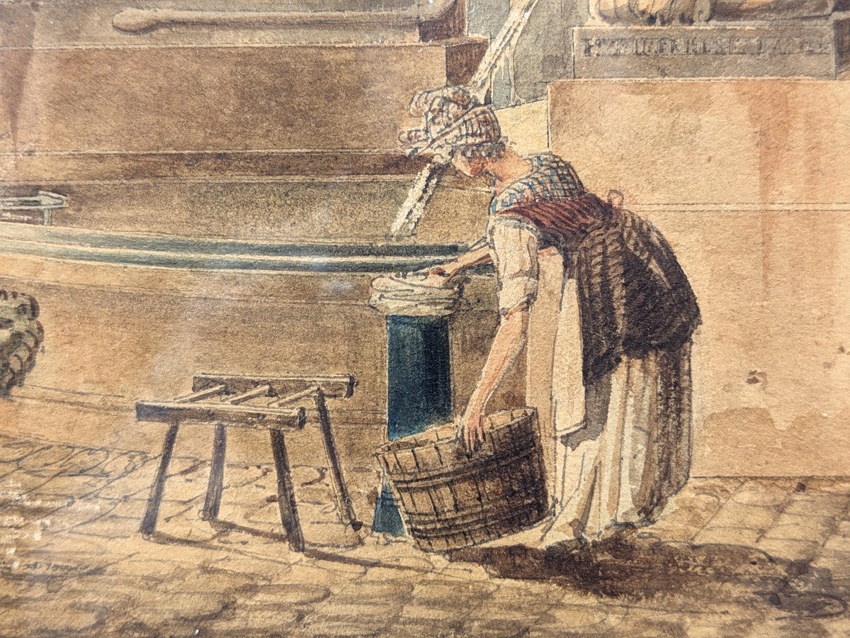 The Fountain Of The Institute - Paris - Watercolor Before 1811-photo-2