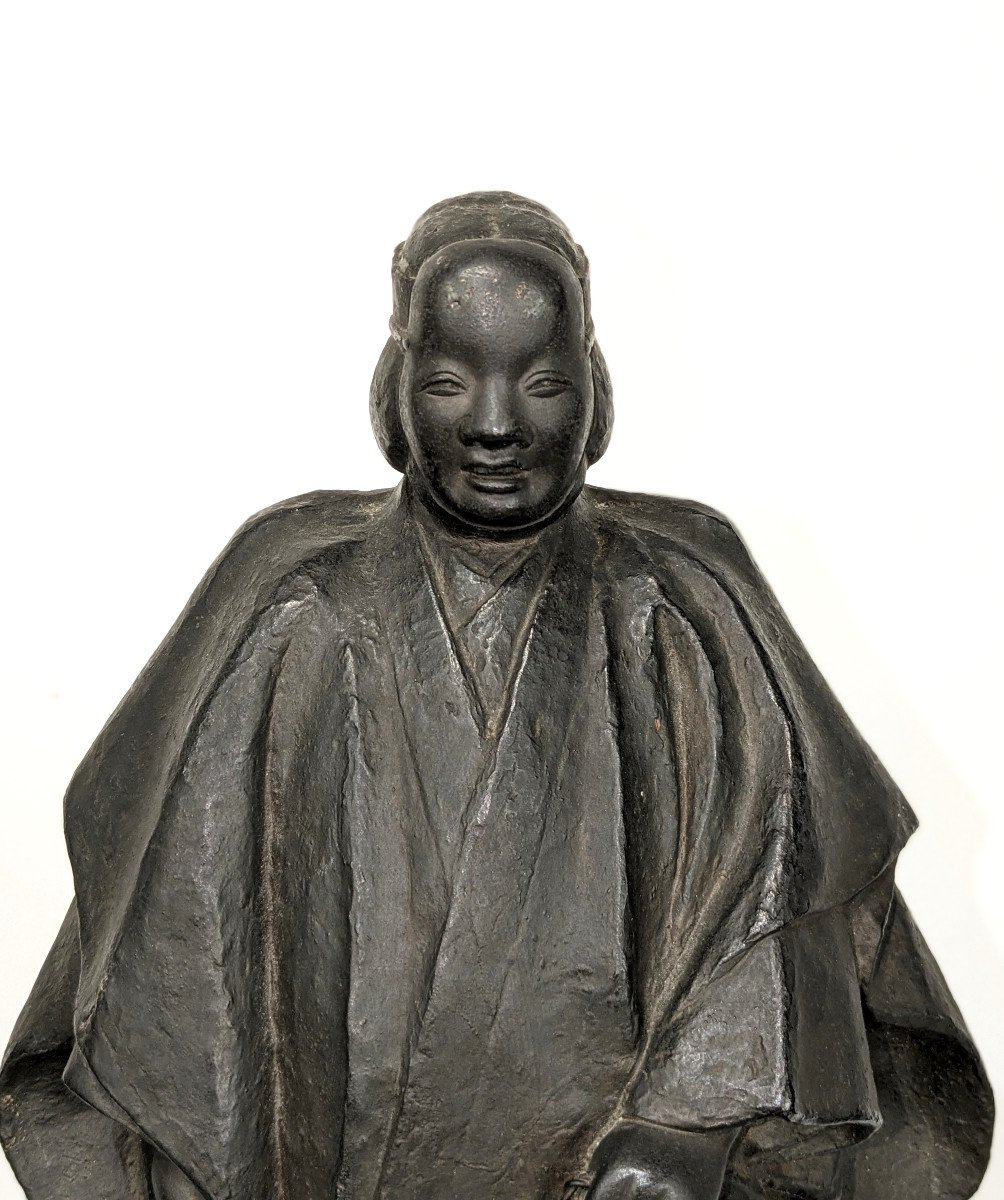 Acteur de thêatre Noh - Bronze Japon circa 1950-photo-2