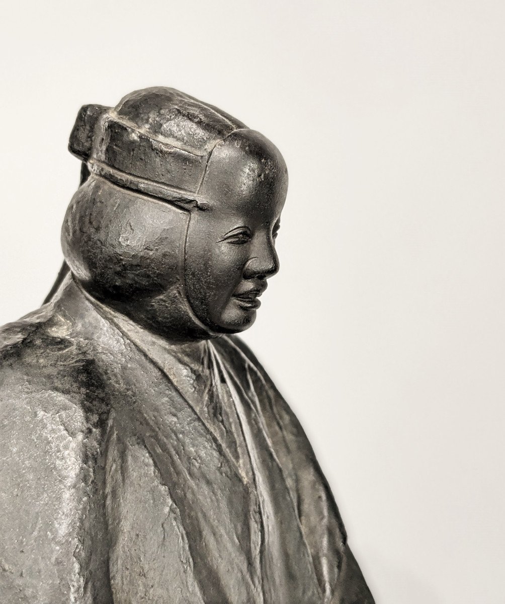 Acteur de thêatre Noh - Bronze Japon circa 1950-photo-4