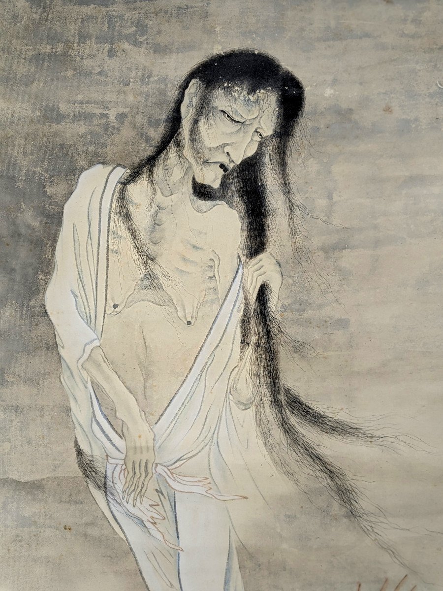 A Yūrei - Japanese Ghost - Gouache And Ink Meiji Period - Japan-photo-3