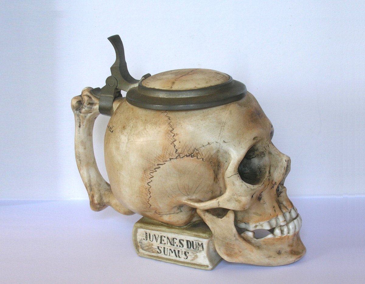 Choppe à bière crâne - vanité -  Ernst Bohne circa 1900.-photo-2