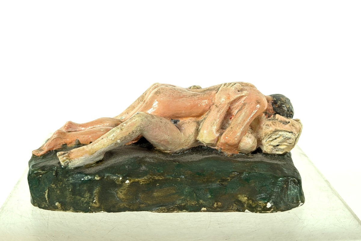 Couple Polisson Miniature, Pl&acirc;tre &eacute;rotique Circa 1950-60
