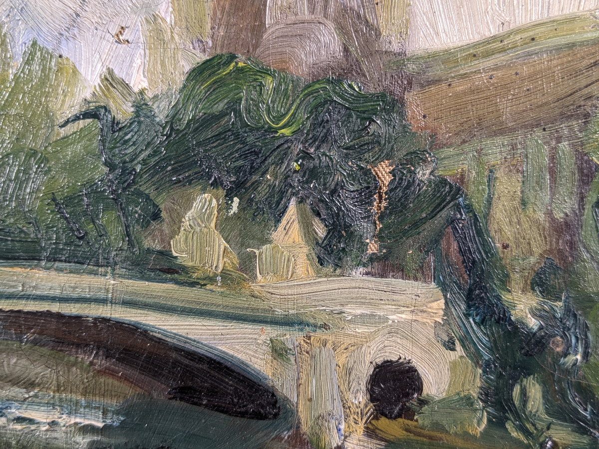 Quai de Seine - le Pont Royal - huile circa 1930-photo-4