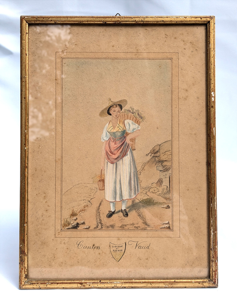 Canton Of Vaud - Costume - Watercolor Around 1830-50-photo-2