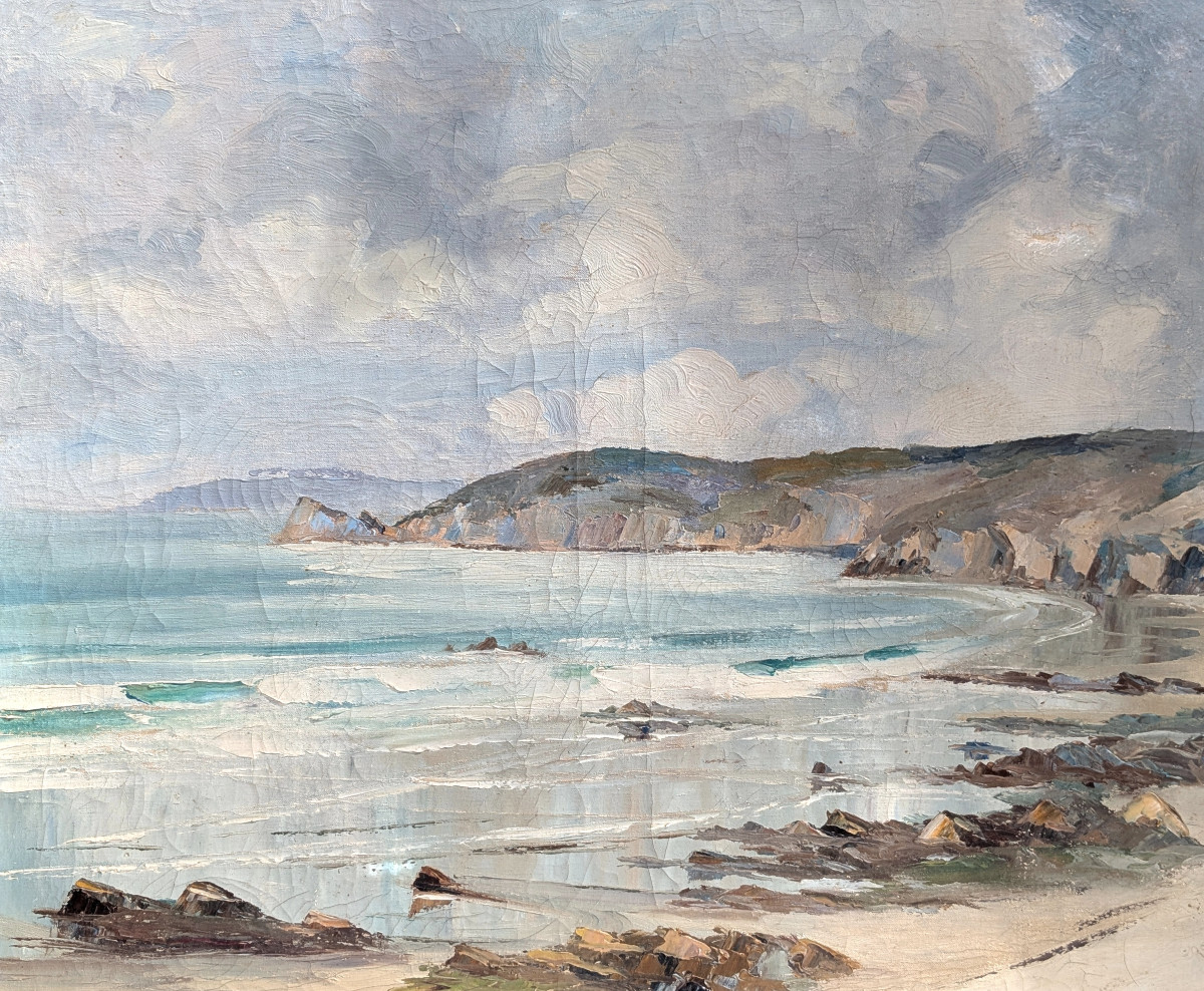 View Of Brittany 1920-50 Oil On Canvas. Breton Art-photo-2