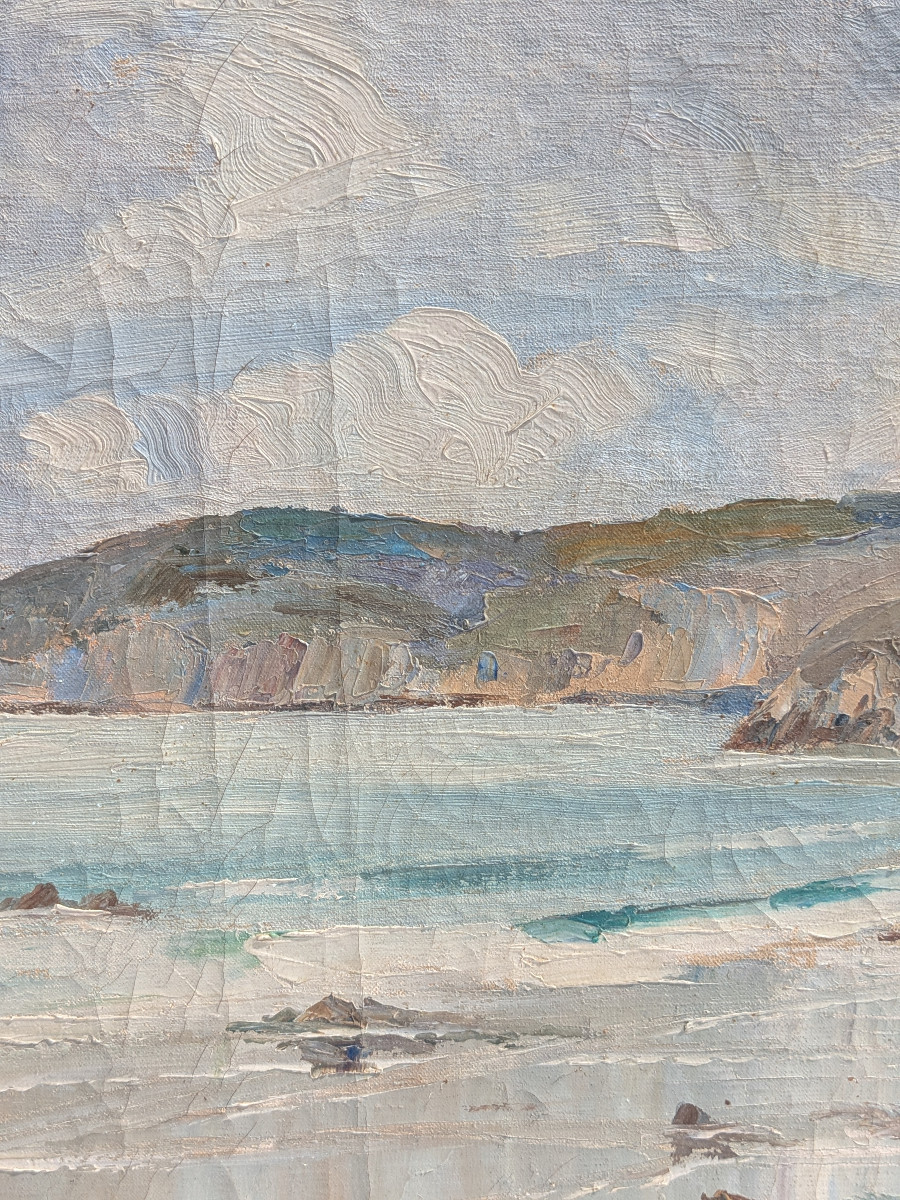 View Of Brittany 1920-50 Oil On Canvas. Breton Art-photo-1