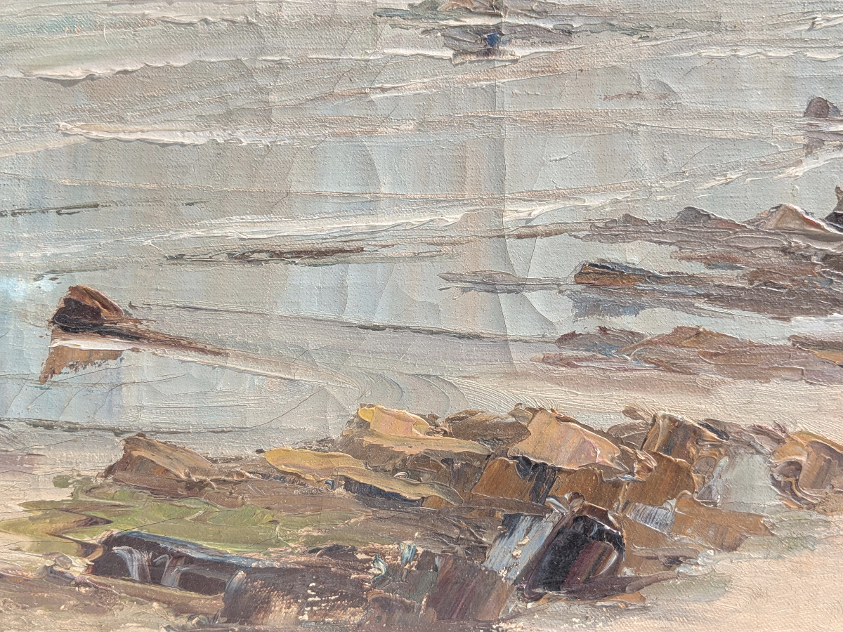 View Of Brittany 1920-50 Oil On Canvas. Breton Art-photo-2