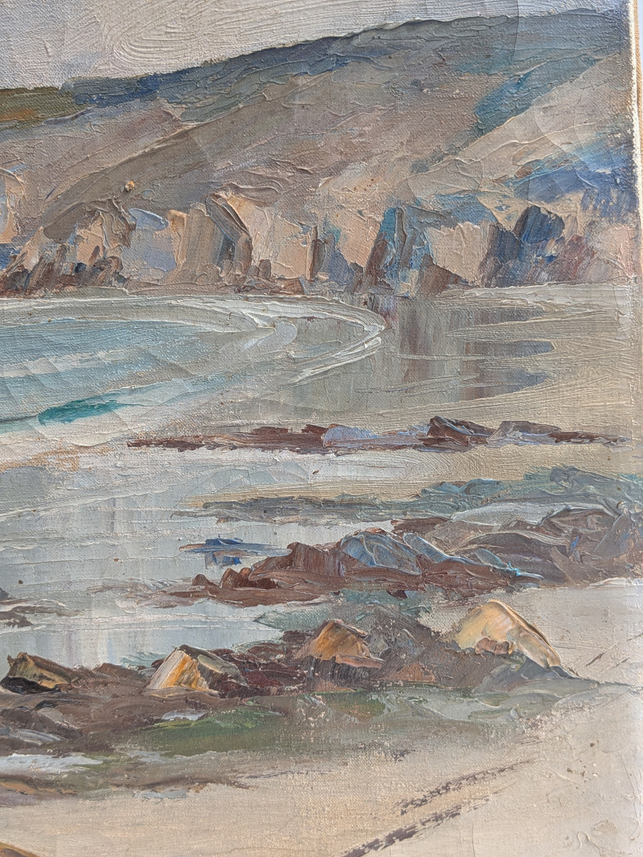 View Of Brittany 1920-50 Oil On Canvas. Breton Art-photo-3