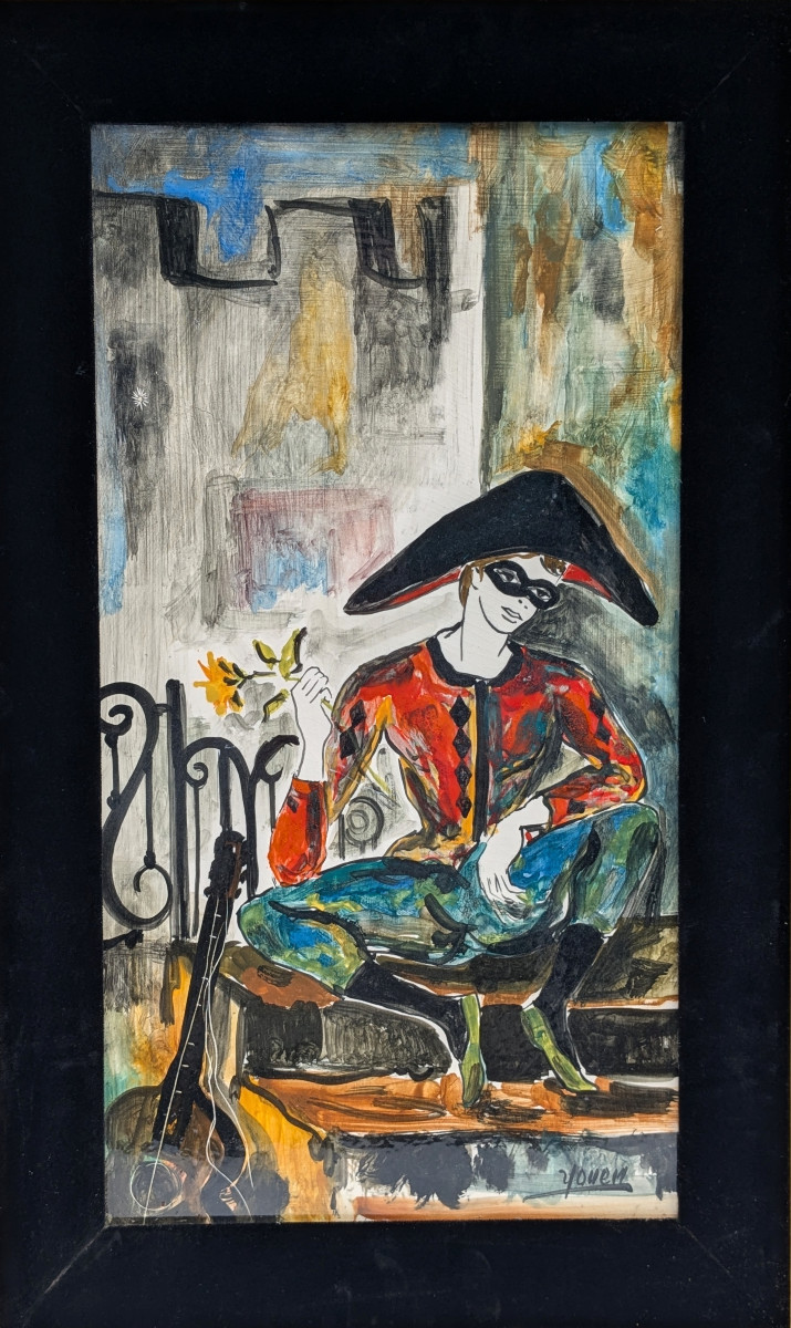 Harlequin - Ceramic Relief Painted By Youen, Ceramist In Quimper Circa 1960-photo-2