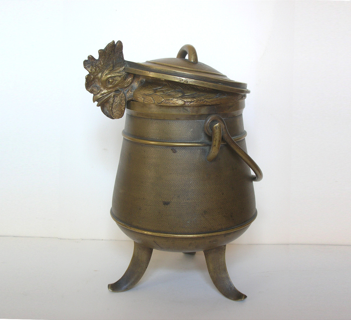 Le coq au vin - pot à tabac marmite  - Bronze seconde moitié XIXeme  -photo-2