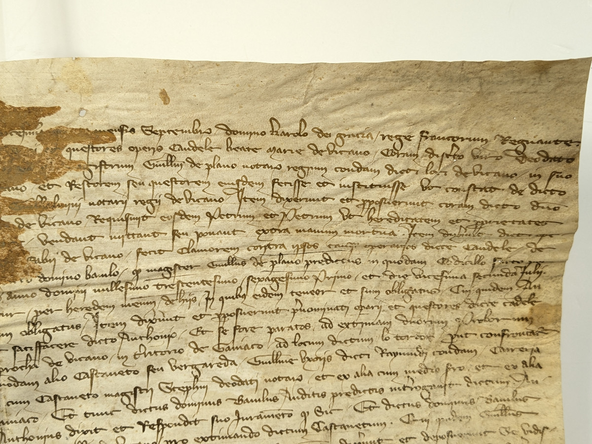 Parchemin XIVe siécle - testament Amédée de Saint-Jean, chevalier - Savoie 1367 /n°5-photo-1