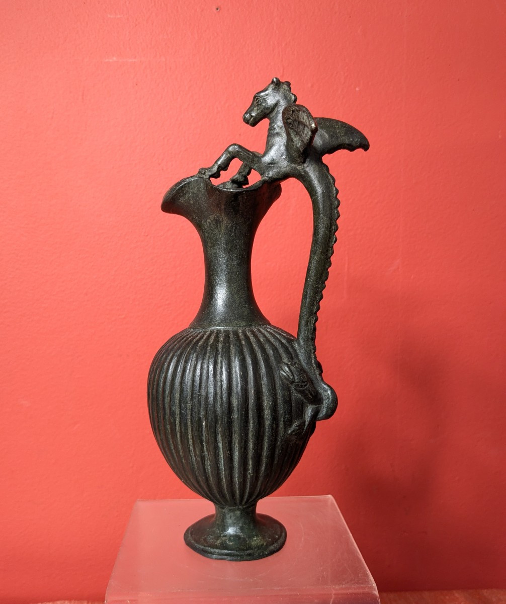 Lecythe dans le goût étrusque bronze XIXe-photo-2