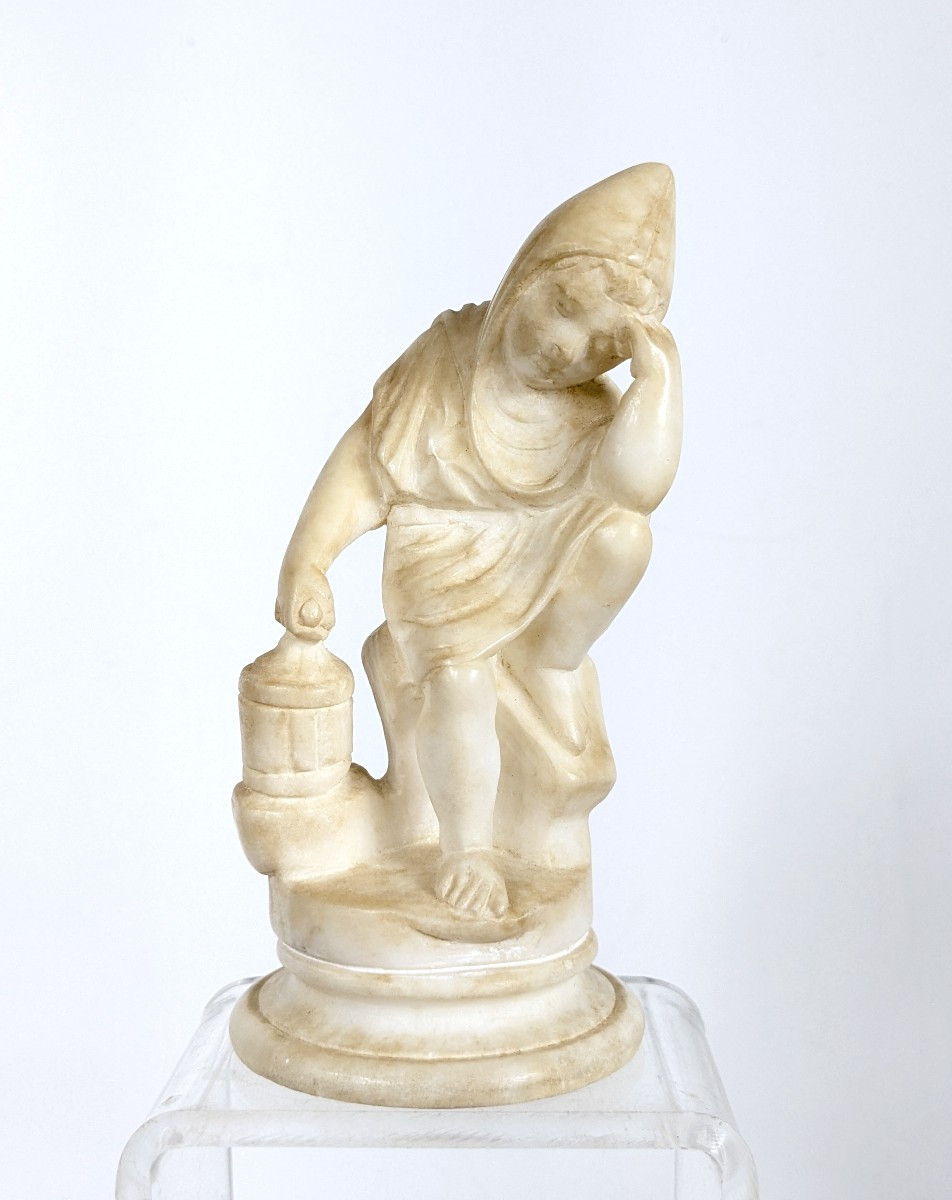 Enfant à la lanterne - albâtre néo classique circa 1850 #721