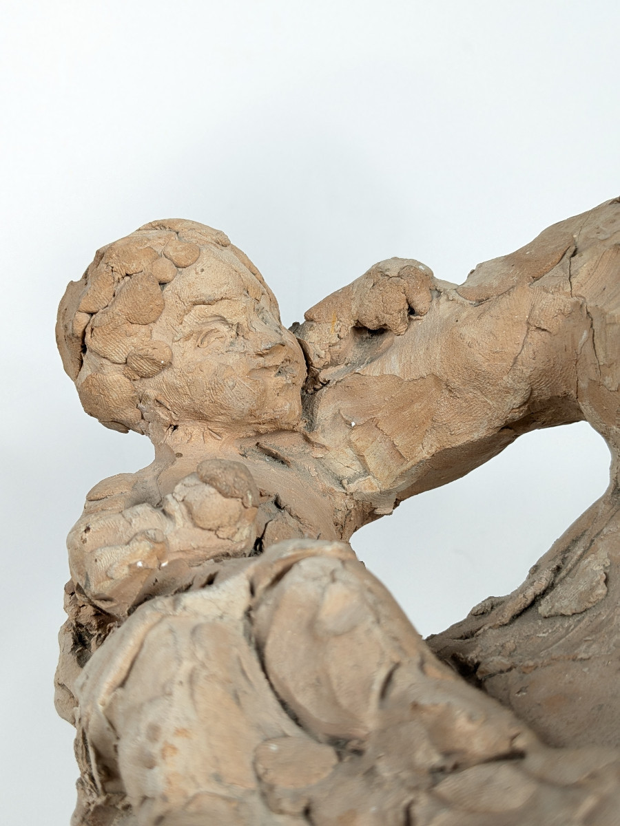 Mére et ses jumeaux - esquisse terre cuite Art Deco circa 1920-photo-6