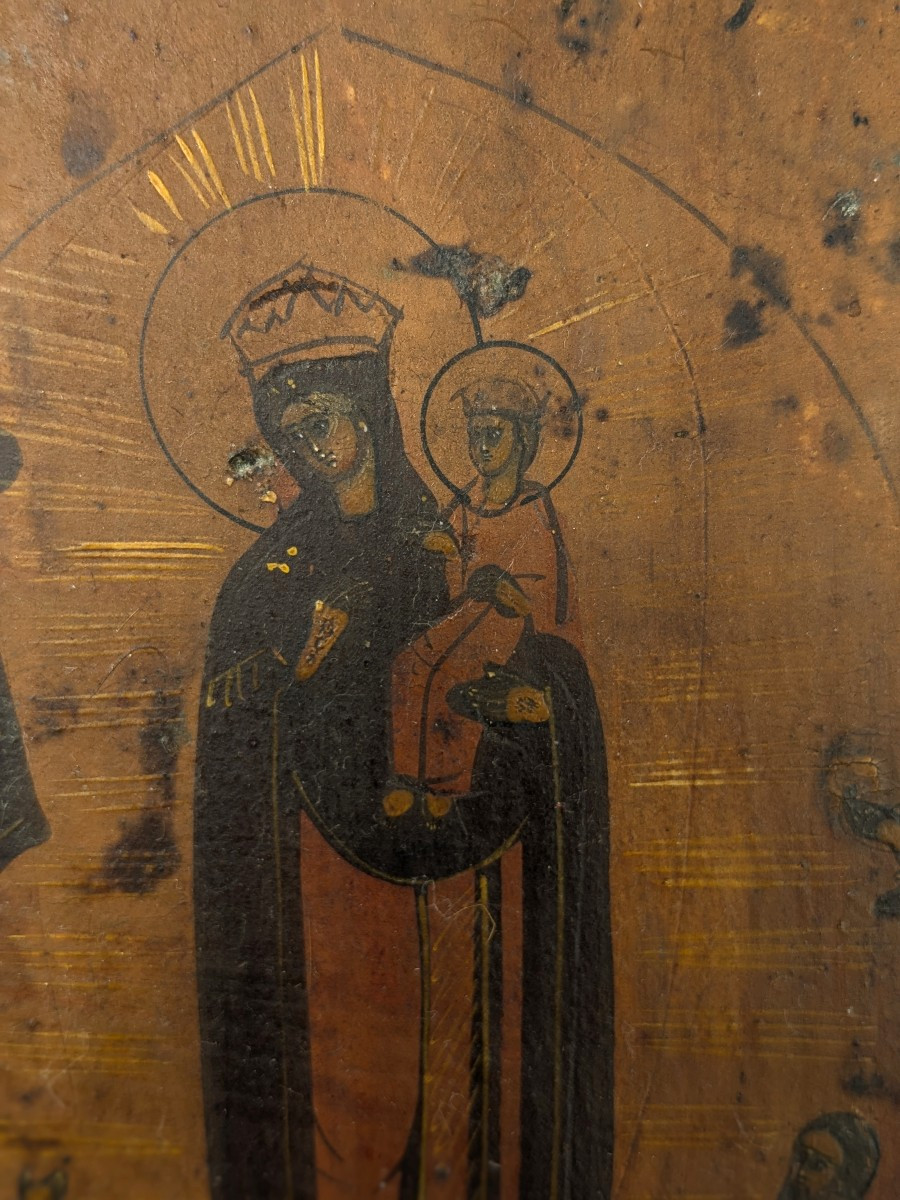 Central European Icon Virgin Of The Afflicted - (serbia?) Circa 1900-photo-2
