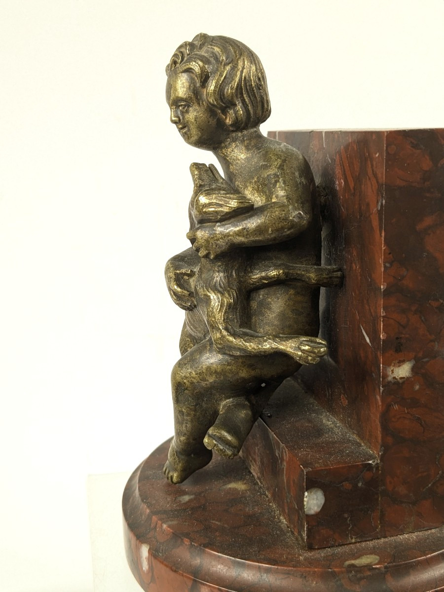 Enfant au chien . Bronze circa 1880/1900-photo-5