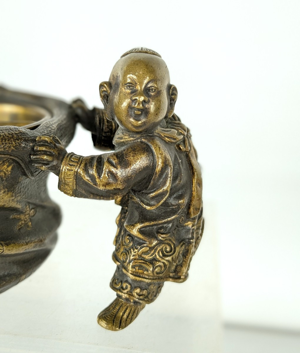Pyrogène à motif de chinois - bronze seconde moitié XIXe-photo-1