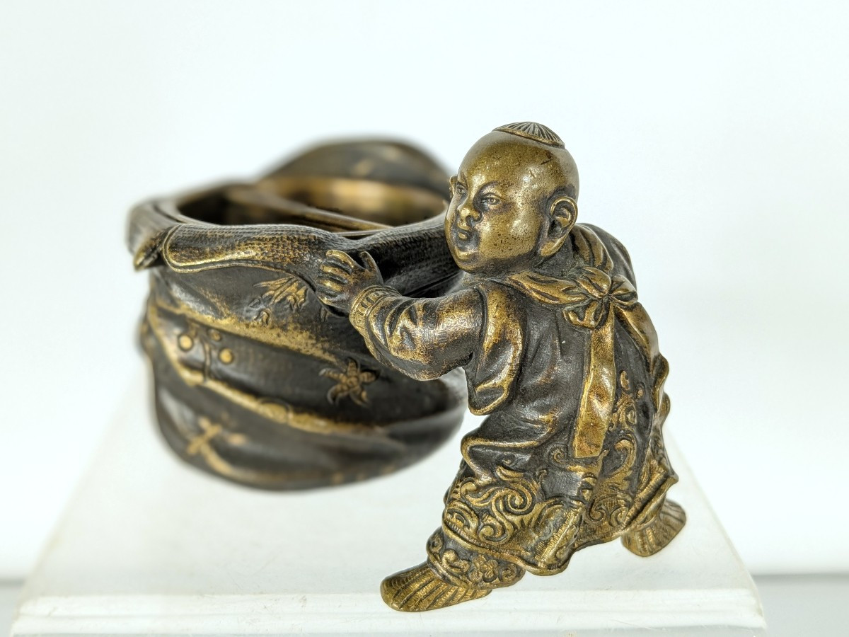 Pyrogène à motif de chinois - bronze seconde moitié XIXe-photo-2