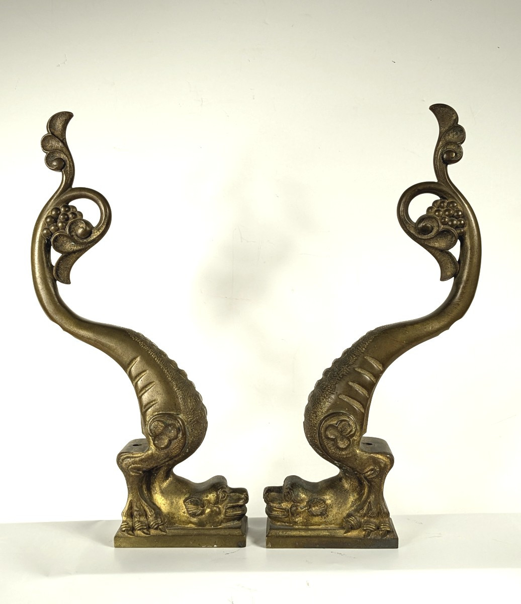 Paire de chimères néo gothiques  - bronze circa 1850-80-photo-2
