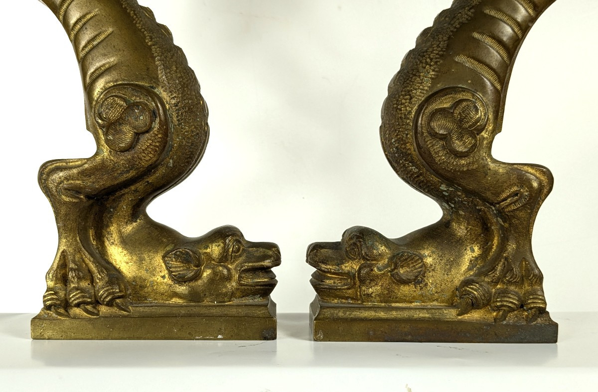 Paire de chimères néo gothiques  - bronze circa 1850-80-photo-3