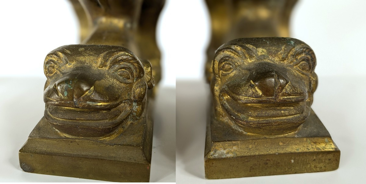 Paire de chimères néo gothiques  - bronze circa 1850-80-photo-1