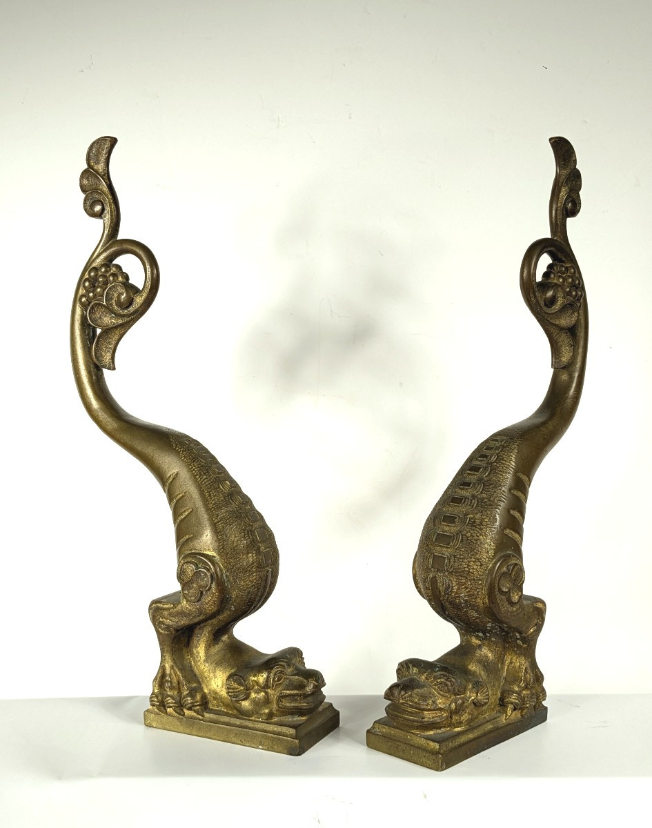 Paire de chimères néo gothiques  - bronze circa 1850-80