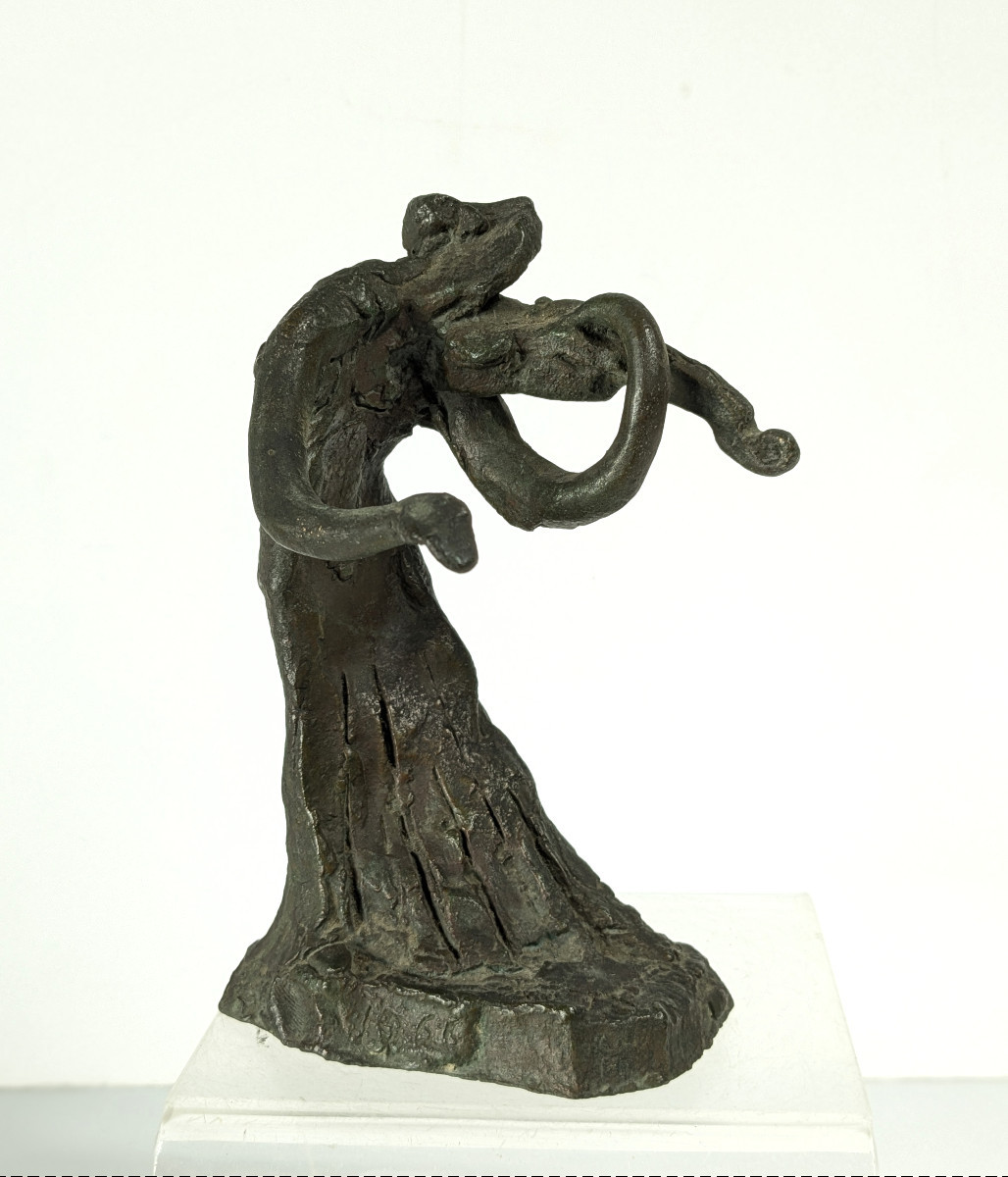 La violoniste - petit bronze circa 1960 - #509-photo-3