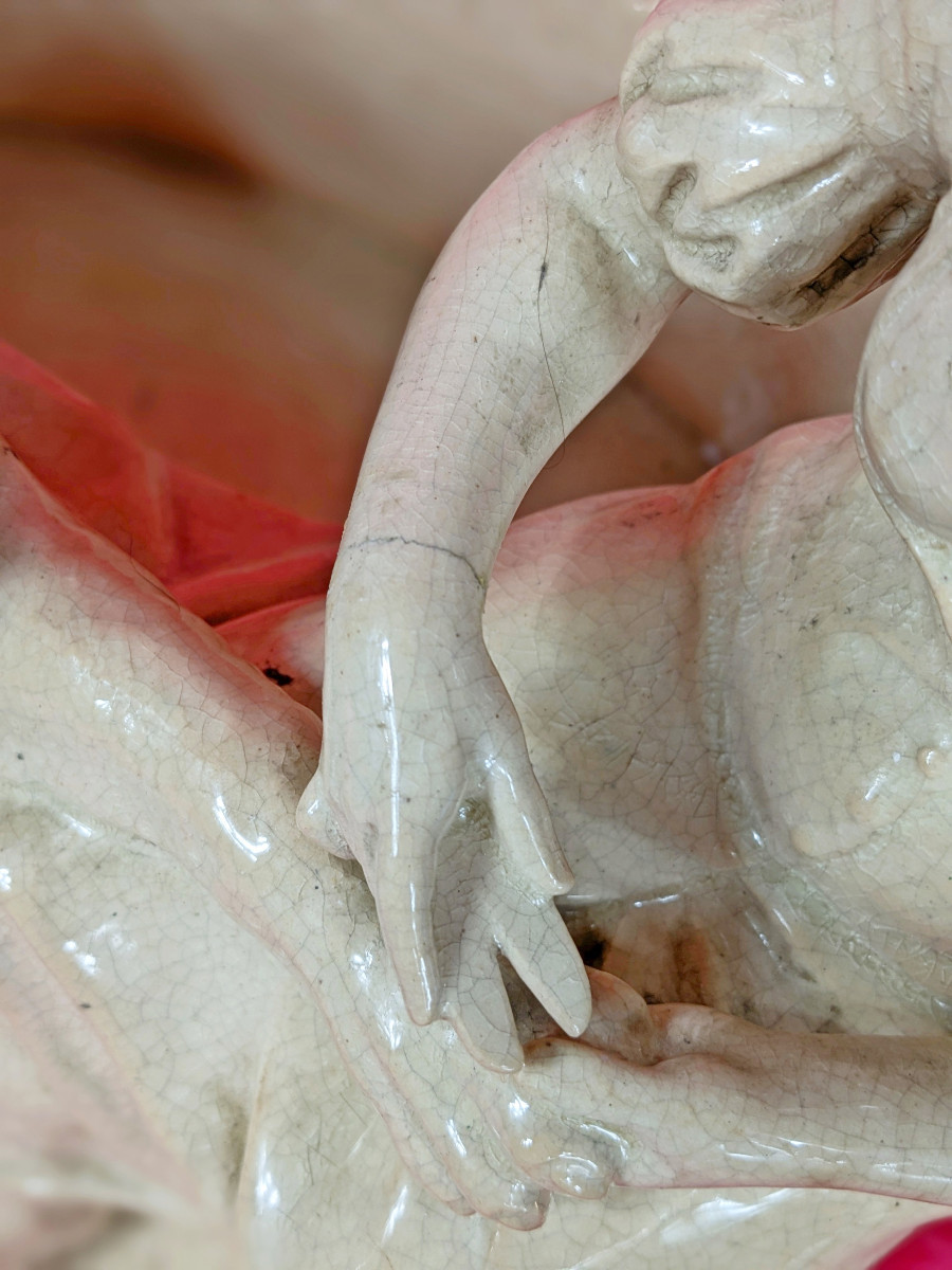 Le lion amoureux - La Fontaine - jardinière faience émaillée seconde moitié  XIXeme siècle -photo-7