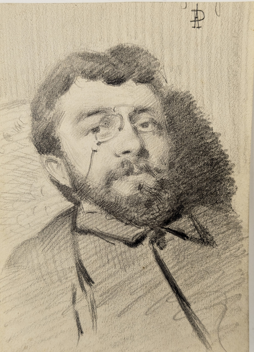 Un monsieur aux lorgnons - pierre noire, fin XIXeme-photo-2